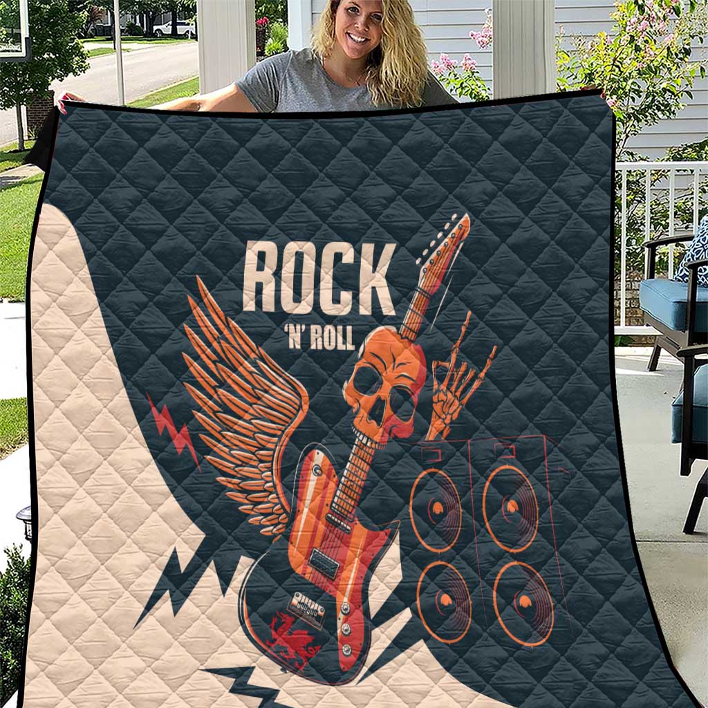 Rock and Roll Skull Guitar Quilt Welsh Dragon