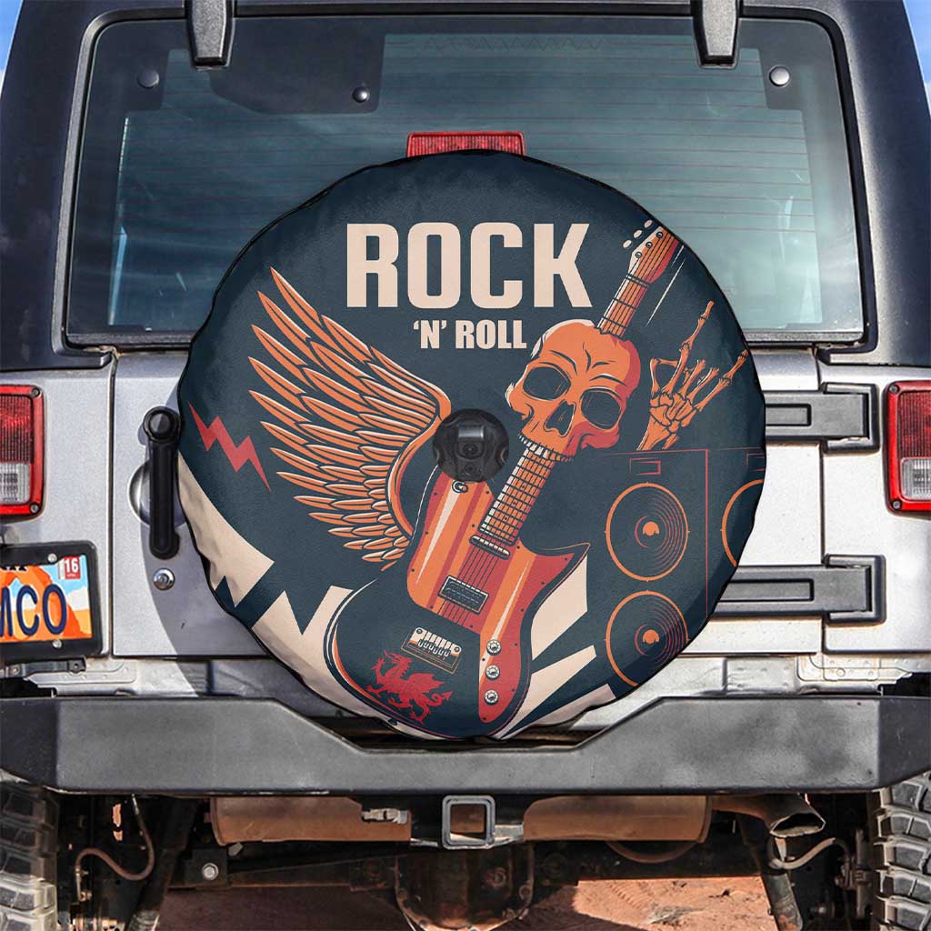 Rock and Roll Skull Guitar Spare Tire Cover Welsh Dragon - Wonder Print Shop