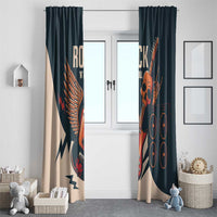 Dark teal and beige rock guitar skull window curtains with guitar, skull, and amplifier icons