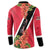 Trinidad and Tobago Button Sweatshirt Scarlet Ibis With Chaconia Flower - Wonder Print Shop