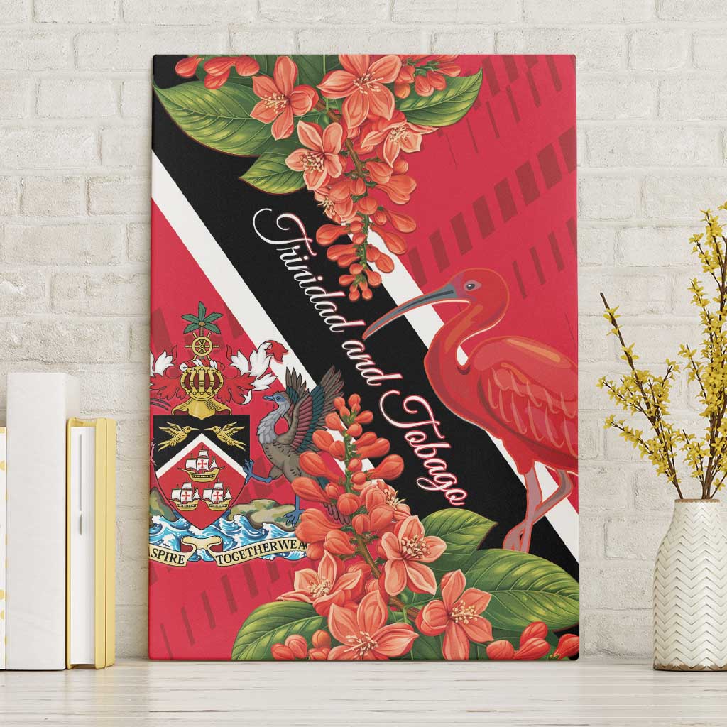 Trinidad and Tobago Canvas Wall Art Scarlet Ibis With Chaconia Flower - Wonder Print Shop