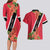 Trinidad and Tobago Couples Matching Long Sleeve Bodycon Dress and Hawaiian Shirt Scarlet Ibis With Chaconia Flower - Wonder Print Shop