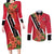 Trinidad and Tobago Couples Matching Long Sleeve Bodycon Dress and Long Sleeve Button Shirt Scarlet Ibis With Chaconia Flower - Wonder Print Shop