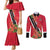 Trinidad and Tobago Couples Matching Mermaid Dress and Long Sleeve Button Shirt Scarlet Ibis With Chaconia Flower