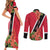 Trinidad and Tobago Couples Matching Short Sleeve Bodycon Dress and Long Sleeve Button Shirt Scarlet Ibis With Chaconia Flower - Wonder Print Shop