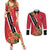 Trinidad and Tobago Couples Matching Summer Maxi Dress and Long Sleeve Button Shirt Scarlet Ibis With Chaconia Flower - Wonder Print Shop