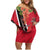 Trinidad and Tobago Family Matching Off Shoulder Short Dress and Hawaiian Shirt Scarlet Ibis With Chaconia Flower - Wonder Print Shop