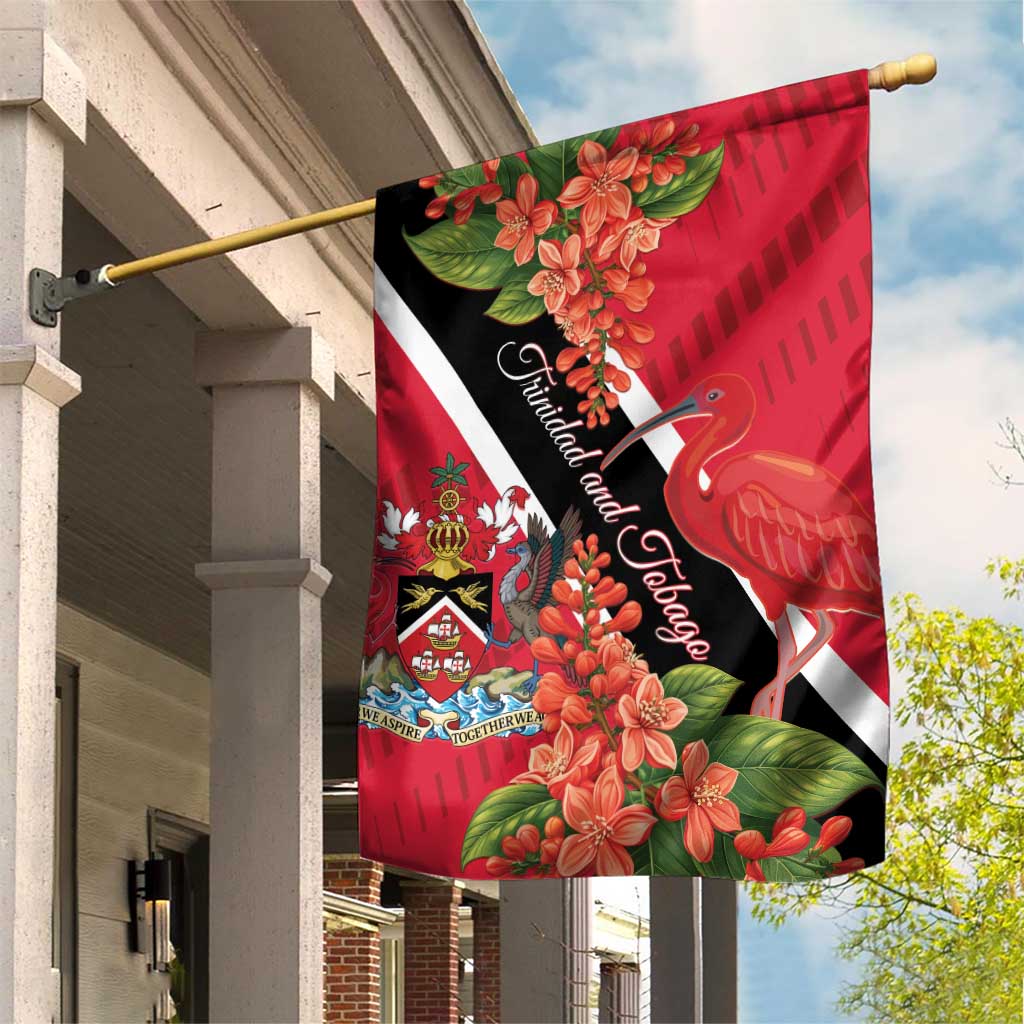 Trinidad and Tobago Garden Flag Scarlet Ibis With Chaconia Flower - Wonder Print Shop