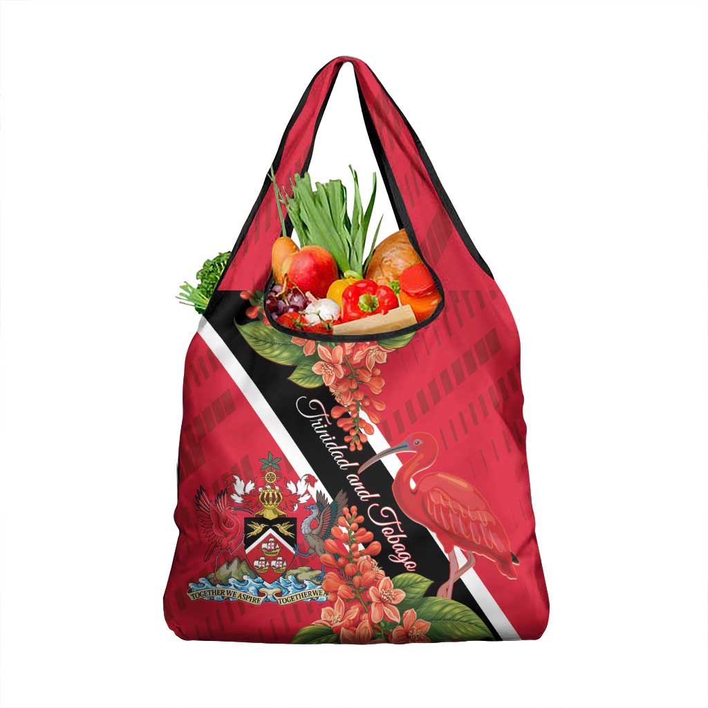 Trinidad and Tobago Grocery Bag Scarlet Ibis With Chaconia Flower