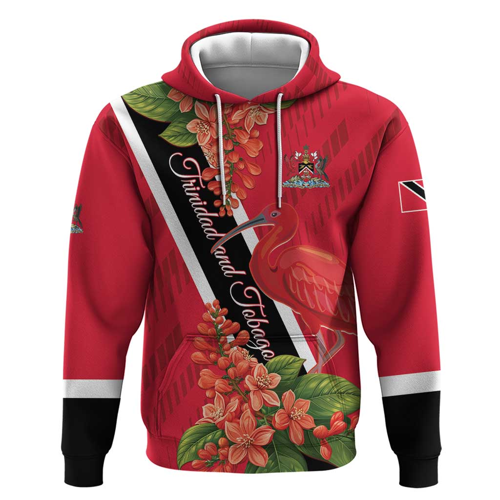 Trinidad and Tobago Hoodie Scarlet Ibis With Chaconia Flower - Wonder Print Shop