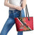 Trinidad and Tobago Leather Tote Bag Scarlet Ibis With Chaconia Flower - Wonder Print Shop