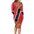 Trinidad and Tobago Long Sleeve Bodycon Dress Scarlet Ibis With Chaconia Flower - Wonder Print Shop