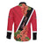 Trinidad and Tobago Long Sleeve Button Shirt Scarlet Ibis With Chaconia Flower - Wonder Print Shop