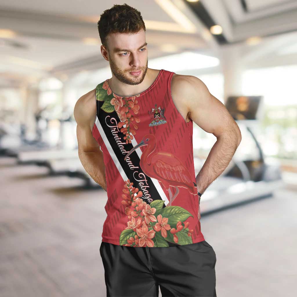 Trinidad and Tobago Men Tank Top Scarlet Ibis With Chaconia Flower - Wonder Print Shop