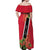 Trinidad and Tobago Off Shoulder Maxi Dress Scarlet Ibis With Chaconia Flower - Wonder Print Shop