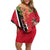 Trinidad and Tobago Off Shoulder Short Dress Scarlet Ibis With Chaconia Flower - Wonder Print Shop