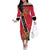 Trinidad and Tobago Off The Shoulder Long Sleeve Dress Scarlet Ibis With Chaconia Flower - Wonder Print Shop