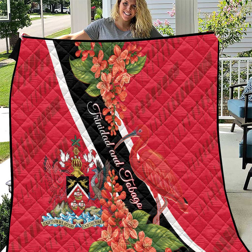 Trinidad and Tobago Quilt Scarlet Ibis With Chaconia Flower