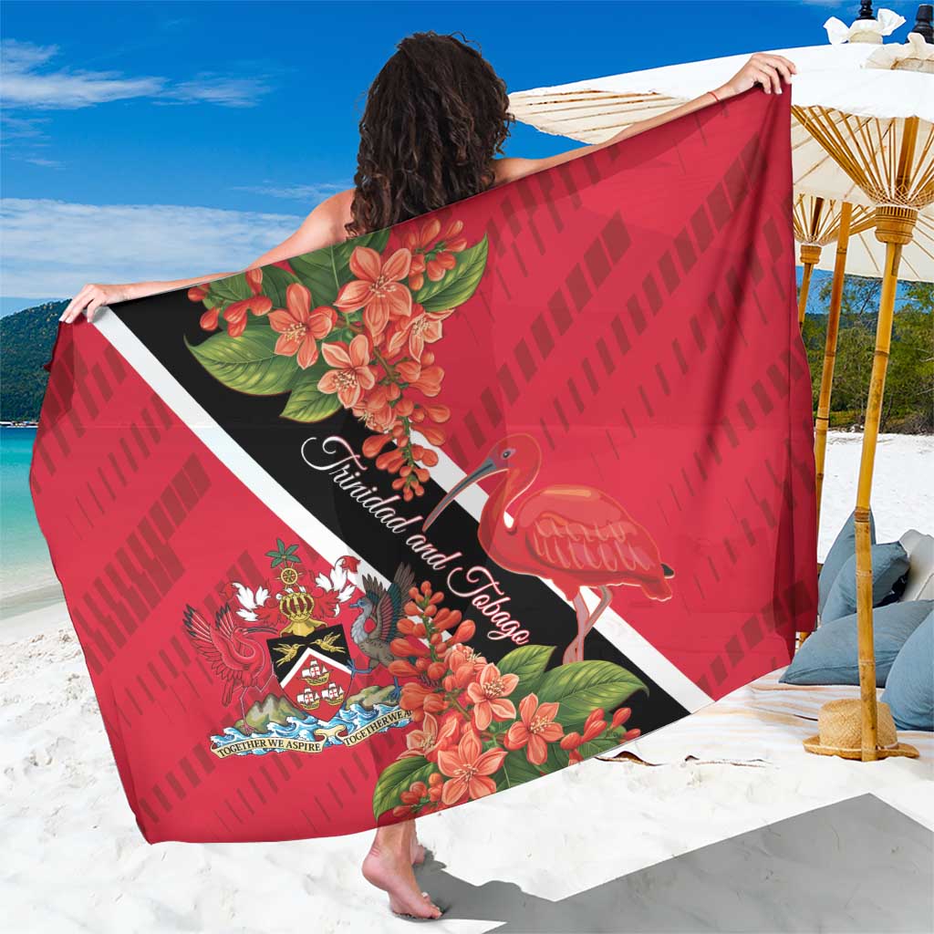 Trinidad and Tobago Sarong Scarlet Ibis With Chaconia Flower - Wonder Print Shop