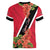 Trinidad and Tobago Women V-Neck T-Shirt Scarlet Ibis With Chaconia Flower - Wonder Print Shop