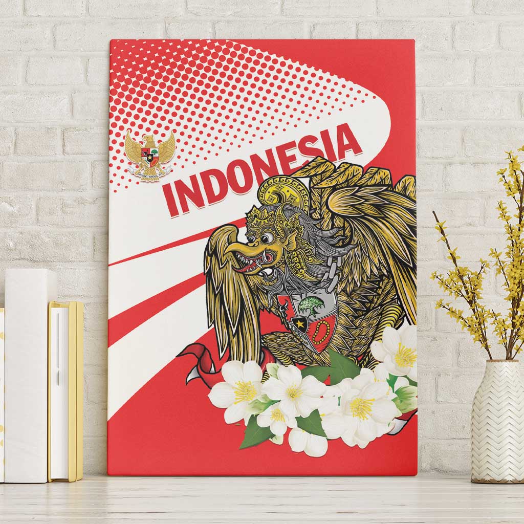 Indonesia Canvas Wall Art Javan Hawk Eagle Melati Flower - Wonder Print Shop