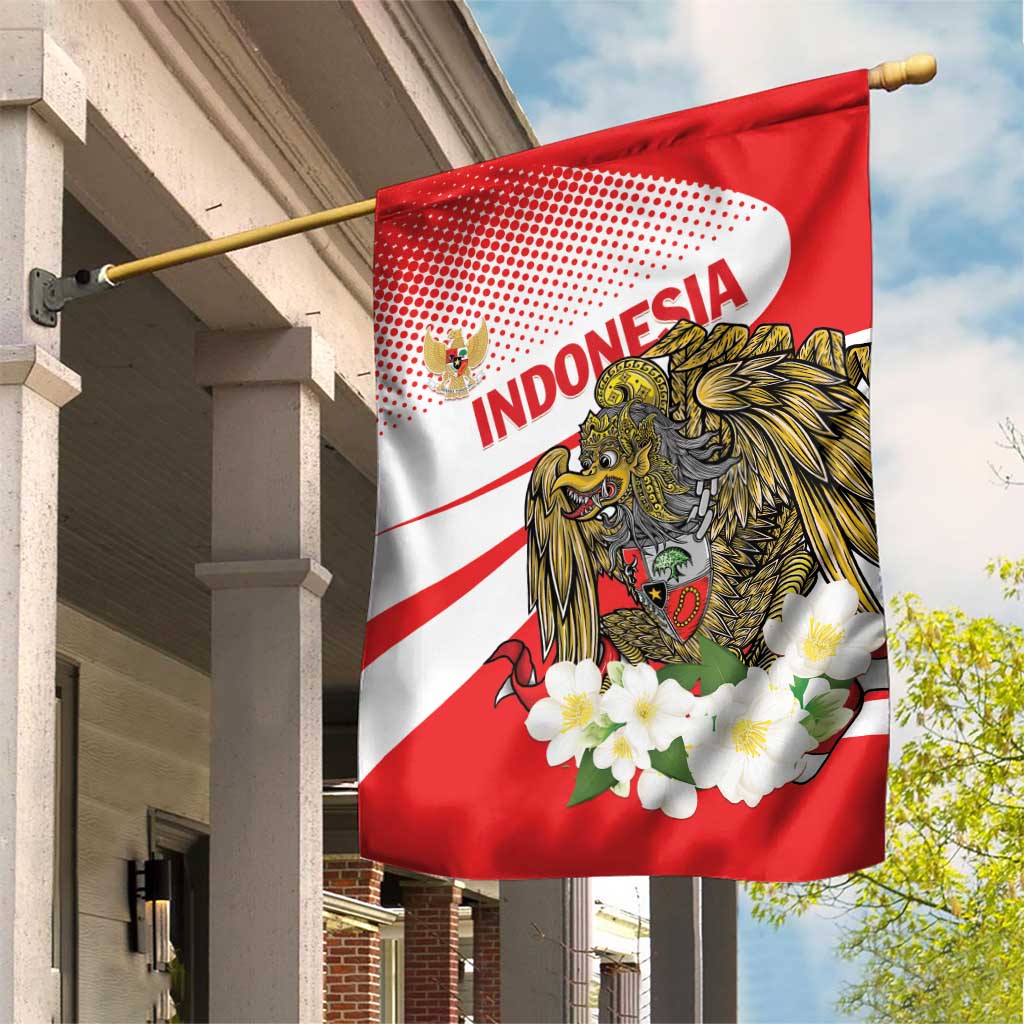 Indonesia Garden Flag Javan Hawk Eagle Melati Flower - Wonder Print Shop