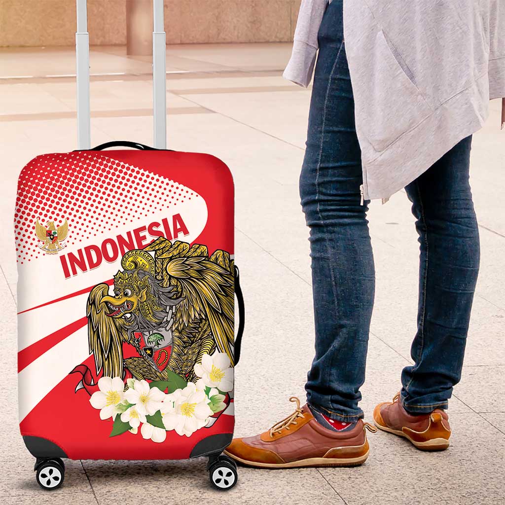 Indonesia Luggage Cover Javan Hawk Eagle Melati Flower - Wonder Print Shop