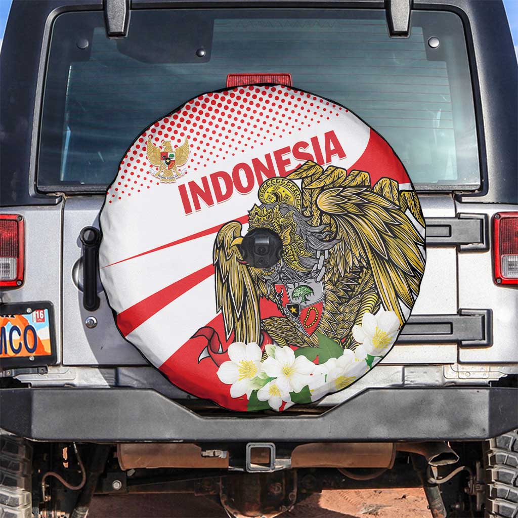 Indonesia Spare Tire Cover Javan Hawk Eagle Melati Flower - Wonder Print Shop