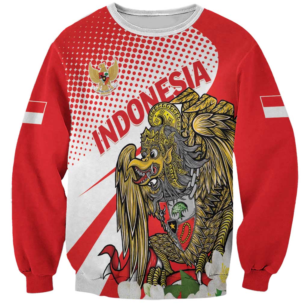 Indonesia Sweatshirt Javan Hawk Eagle Melati Flower - Wonder Print Shop