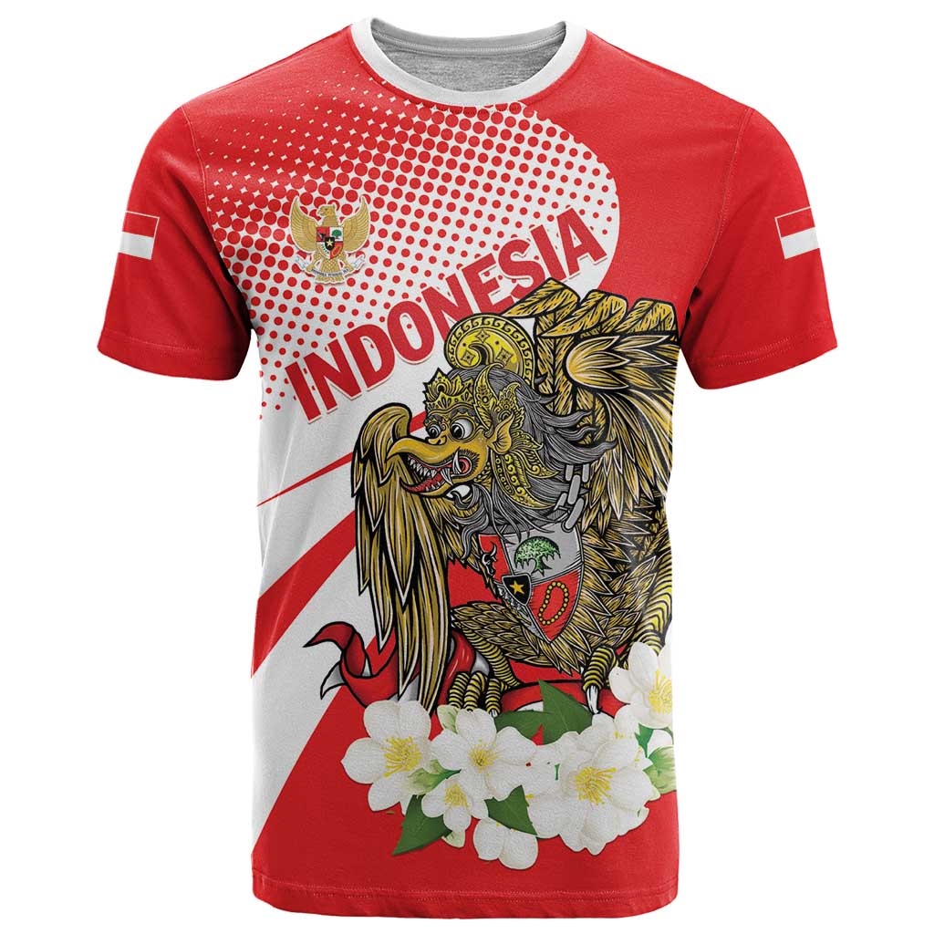 Indonesia T Shirt Javan Hawk Eagle Melati Flower - Wonder Print Shop