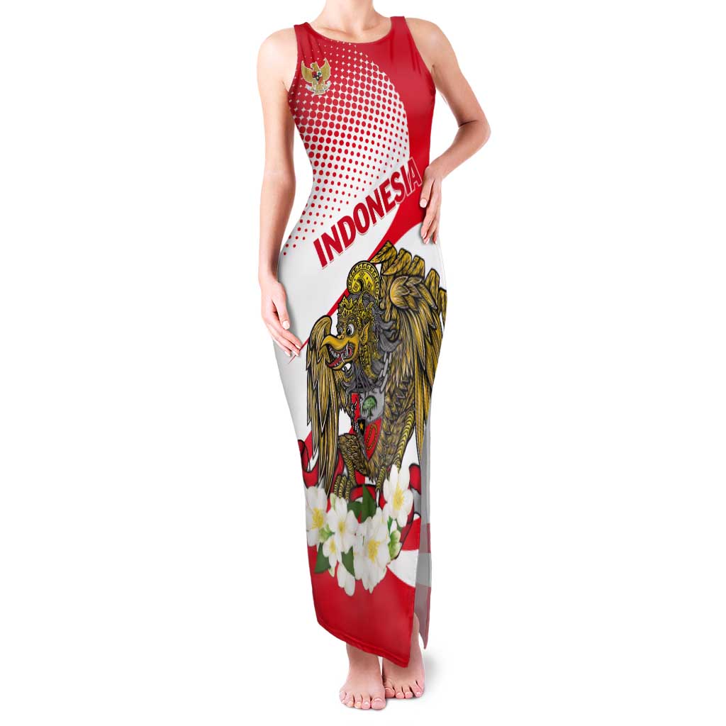 Indonesia Tank Maxi Dress Javan Hawk Eagle Melati Flower - Wonder Print Shop