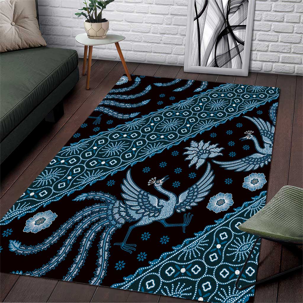 Indonesia Batik Pattern Area Rug Blue Version - Wonder Print Shop