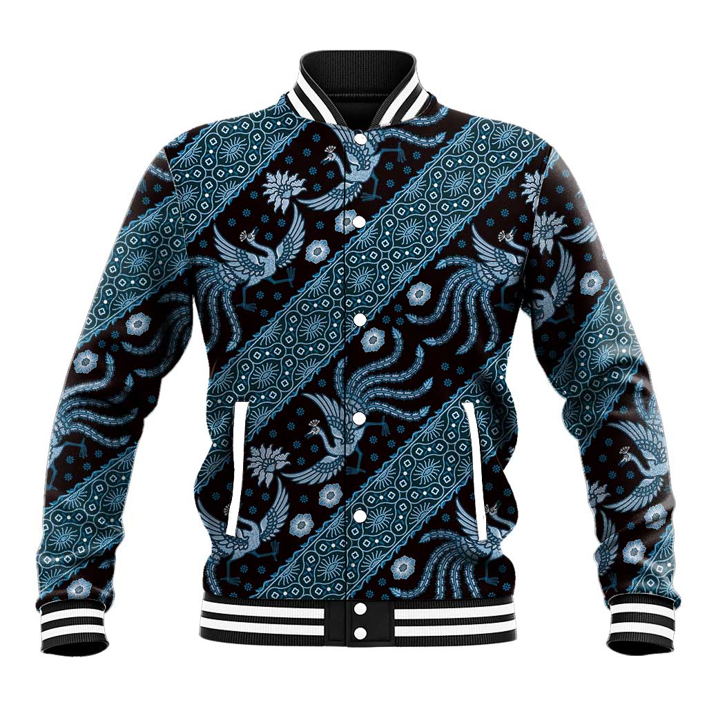 Indonesia Batik Pattern Baseball Jacket Blue Version - Wonder Print Shop