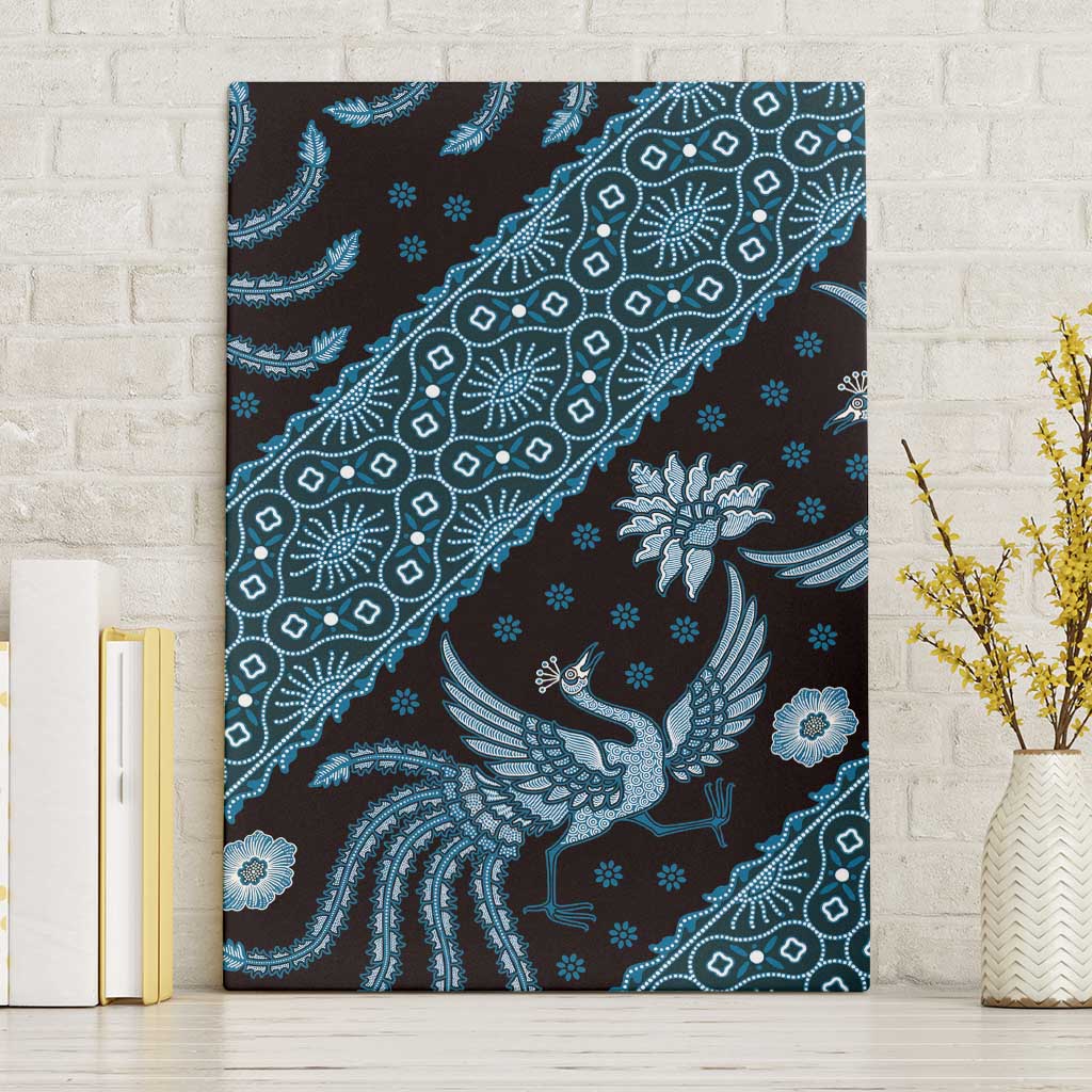 Indonesia Batik Pattern Canvas Wall Art Blue Version - Wonder Print Shop