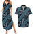 Indonesia Batik Pattern Couples Matching Summer Maxi Dress and Hawaiian Shirt Blue Version - Wonder Print Shop