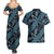 Indonesia Batik Pattern Couples Matching Summer Maxi Dress and Hawaiian Shirt Blue Version - Wonder Print Shop