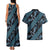 Indonesia Batik Pattern Couples Matching Tank Maxi Dress and Hawaiian Shirt Blue Version - Wonder Print Shop