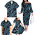 Indonesia Batik Pattern Family Matching Off The Shoulder Long Sleeve Dress and Hawaiian Shirt Blue Version - Wonder Print Shop