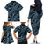 Indonesia Batik Pattern Family Matching Off The Shoulder Long Sleeve Dress and Hawaiian Shirt Blue Version - Wonder Print Shop