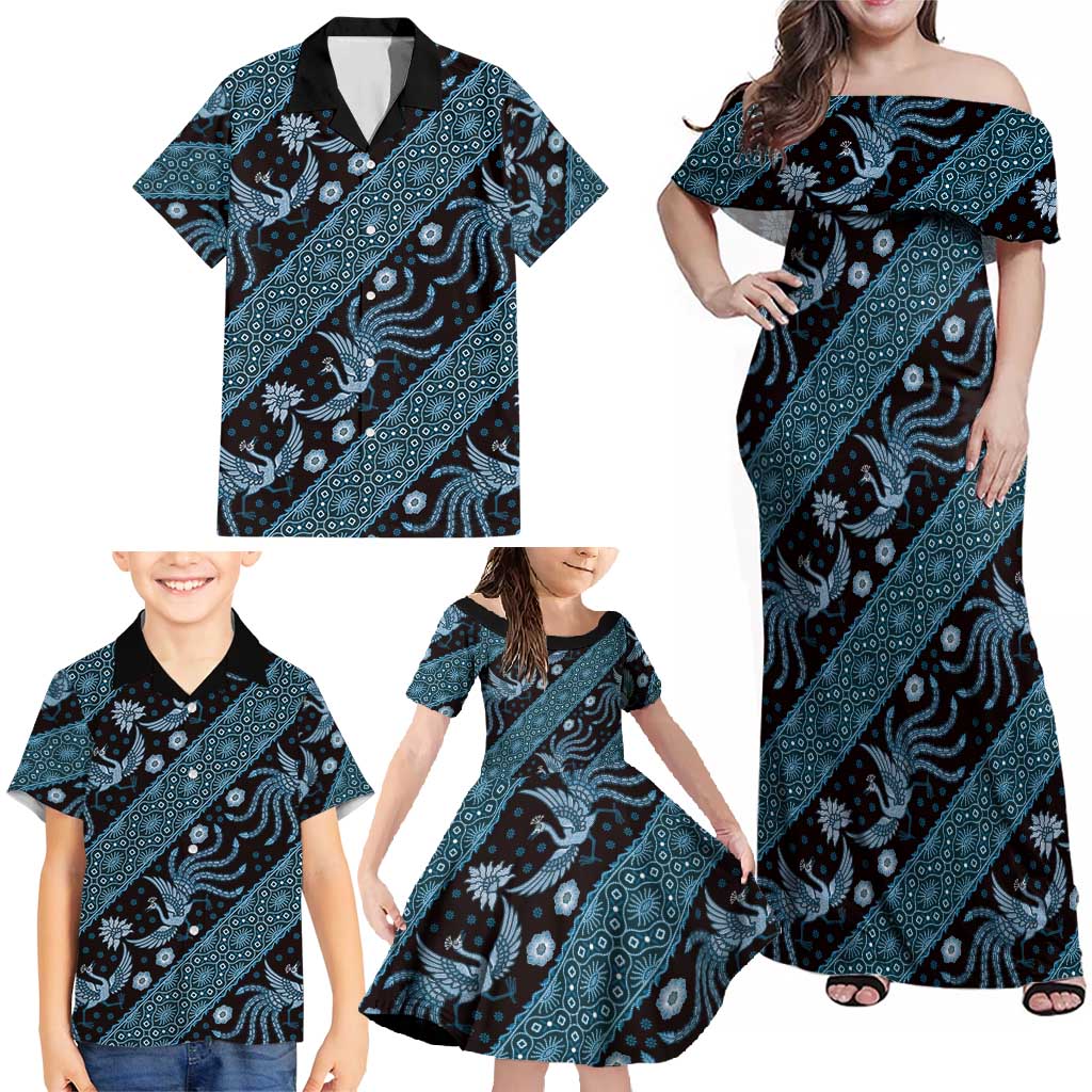 Indonesia Batik Pattern Family Matching Off Shoulder Maxi Dress and Ha Wonderprintshop