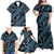 Indonesia Batik Pattern Family Matching Off Shoulder Maxi Dress and Hawaiian Shirt Blue Version - Wonder Print Shop