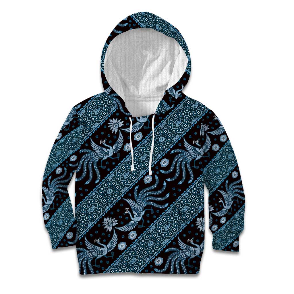 Indonesia Batik Pattern Kid Hoodie Blue Version - Wonder Print Shop