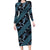 Indonesia Batik Pattern Long Sleeve Bodycon Dress Blue Version - Wonder Print Shop