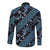 Indonesia Batik Pattern Long Sleeve Button Shirt Blue Version - Wonder Print Shop