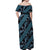 Indonesia Batik Pattern Off Shoulder Maxi Dress Blue Version - Wonder Print Shop