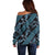 Indonesia Batik Pattern Off Shoulder Sweater Blue Version - Wonder Print Shop