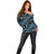 Indonesia Batik Pattern Off Shoulder Sweater Blue Version - Wonder Print Shop