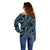 Indonesia Batik Pattern Off Shoulder Sweater Blue Version - Wonder Print Shop