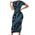 Indonesia Batik Pattern Short Sleeve Bodycon Dress Blue Version - Wonder Print Shop