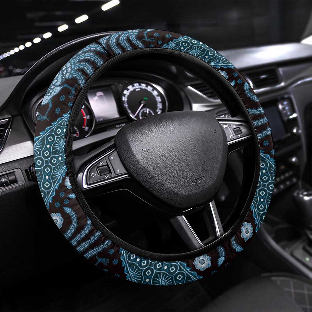 Indonesia Batik Pattern Steering Wheel Cover Blue Version - Wonder Print Shop